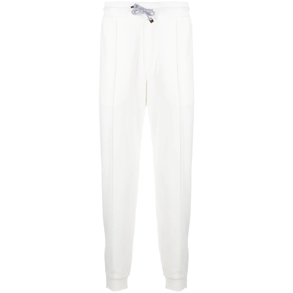 BRUNELLO CUCINELLI Witte Jogger Broek Geperforeerde Weefsel White Heren