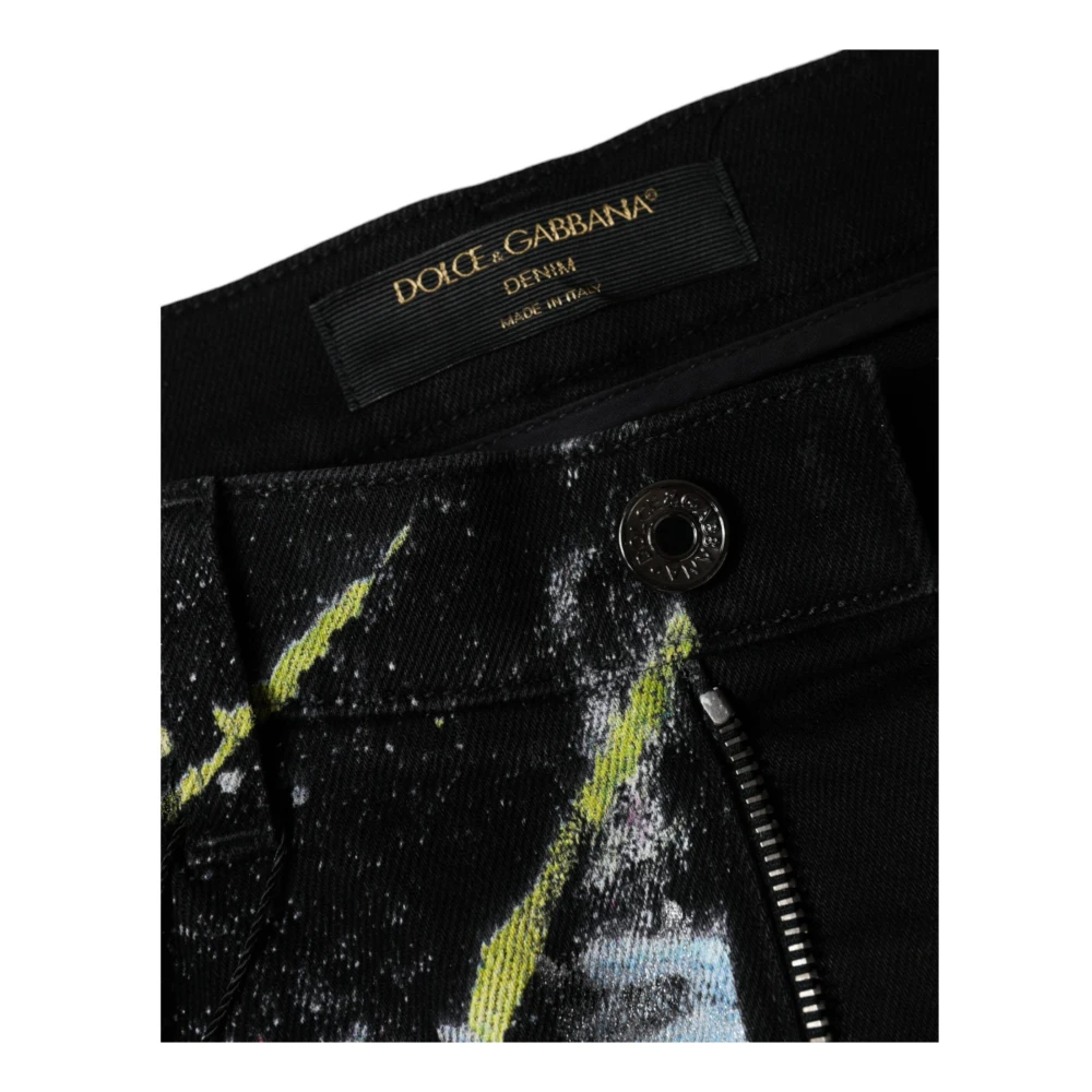Dolce & Gabbana Multicolor Splatter Paint Skinny Denim Jeans Multicolor Dames