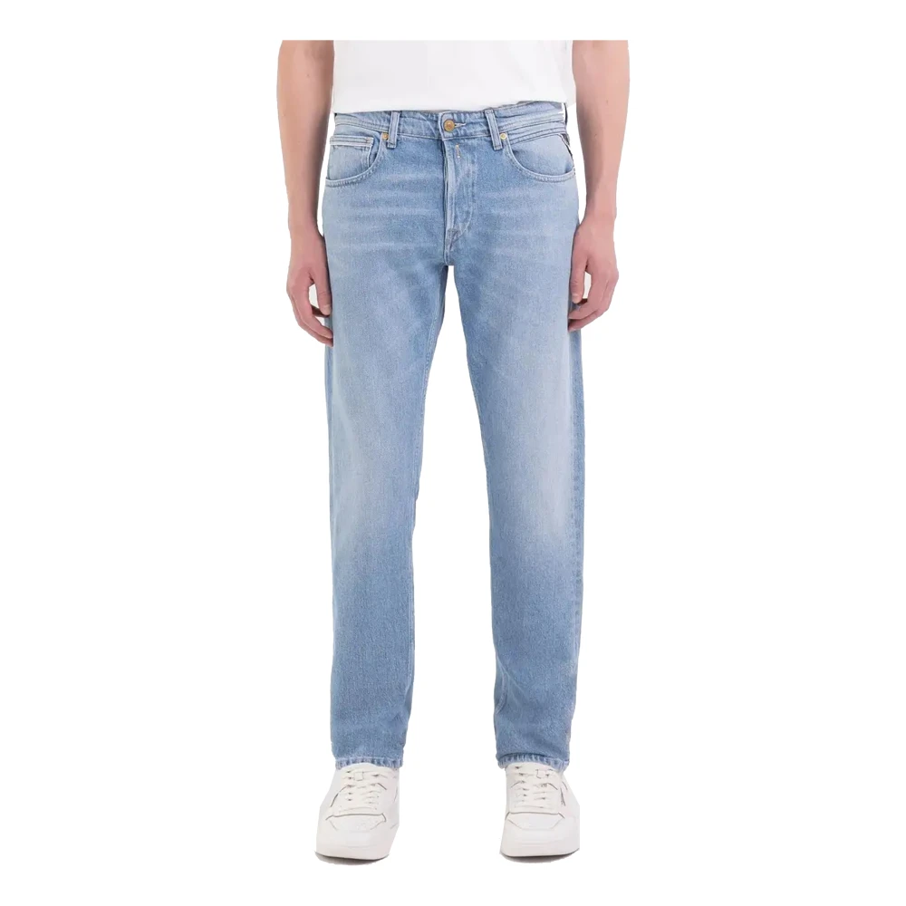 Replay Blauwe Straight Fit Jeans Blue Heren