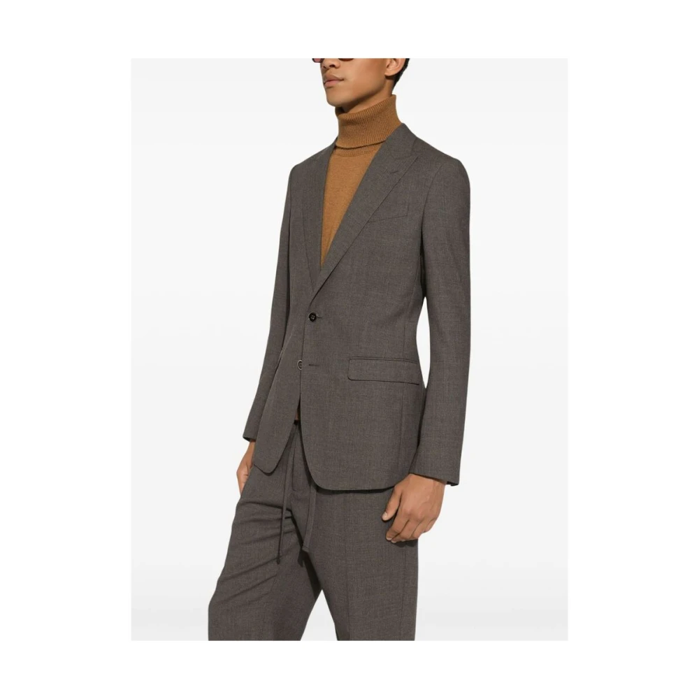 Dolce & Gabbana Double-Breasted wollen jas met pieklapels Gray Heren
