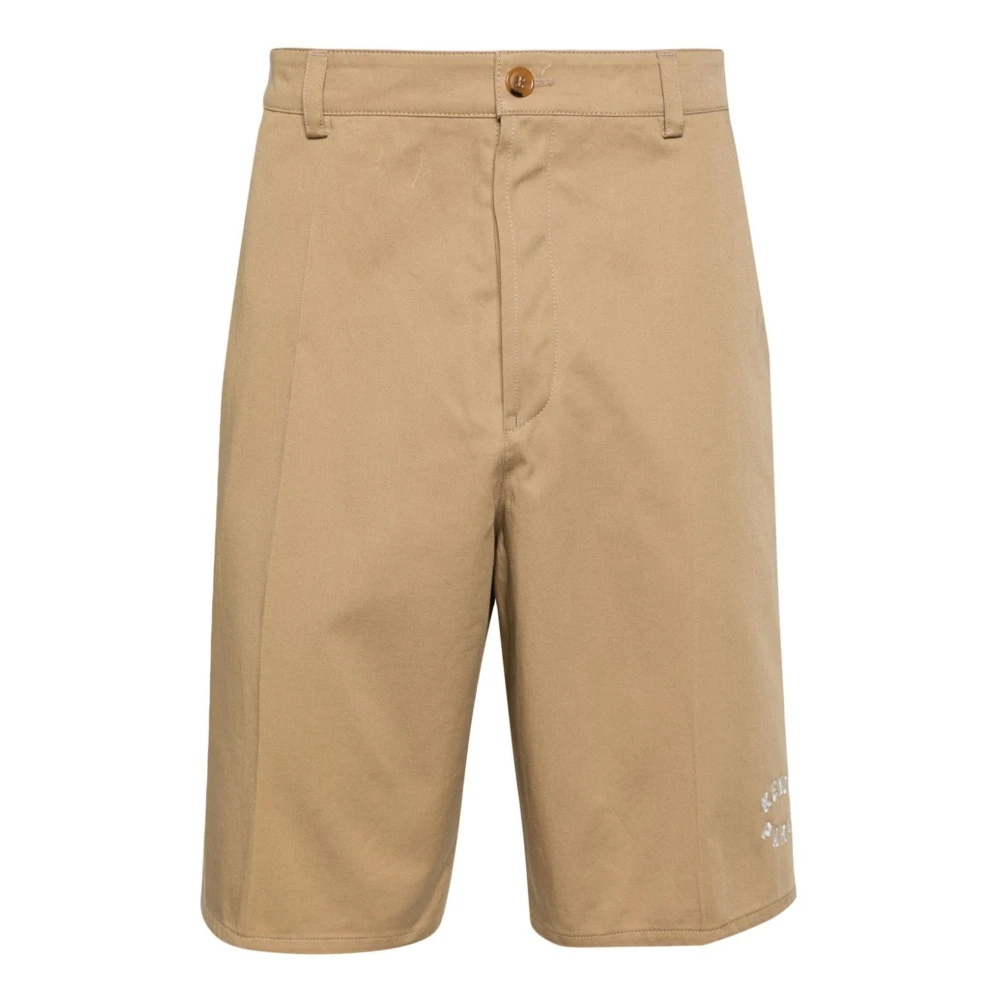 Kenzo Beige Katoen Twill Logo Shorts Beige Heren