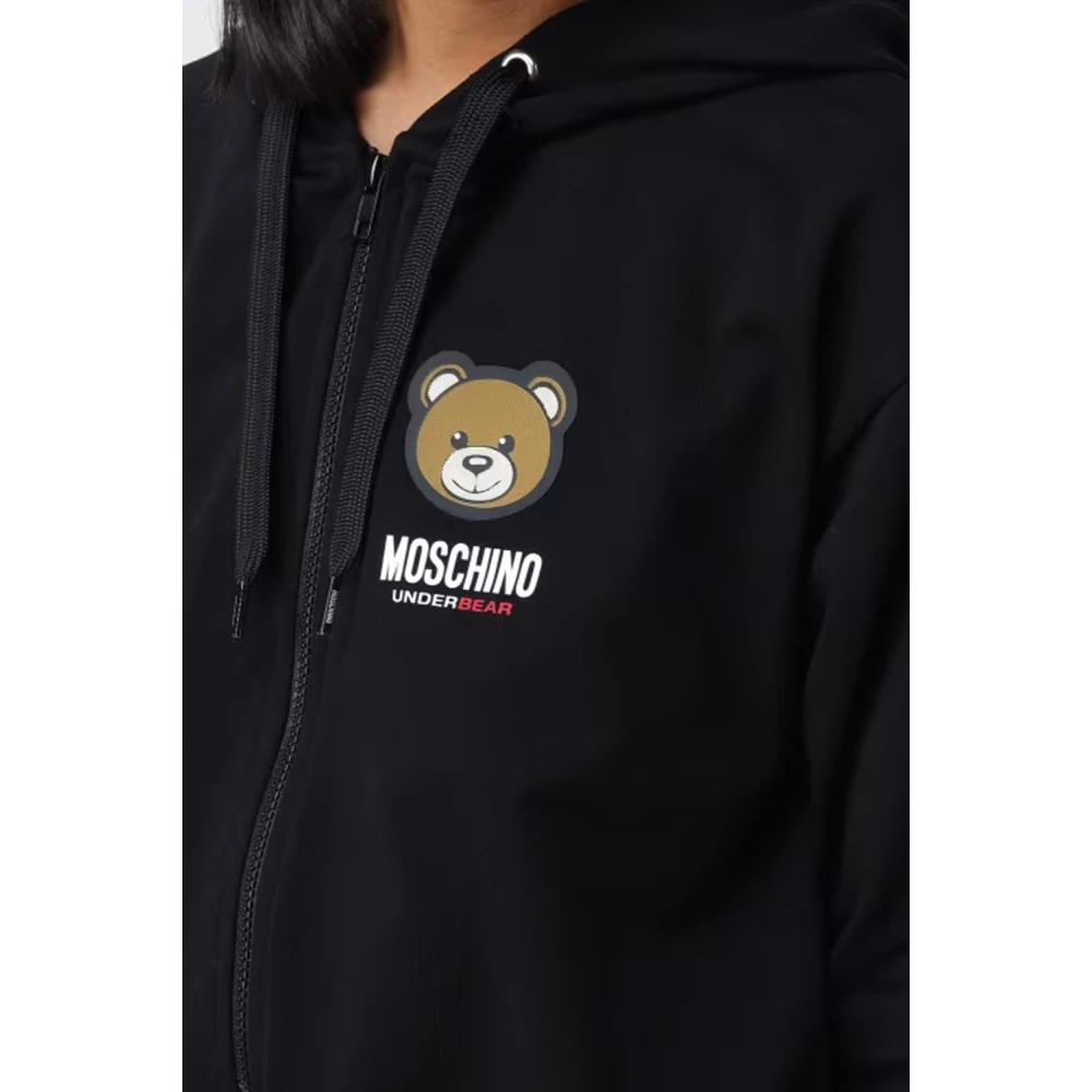 Moschino Zwarte Hoodie Sweater Rits Zakken Black Dames