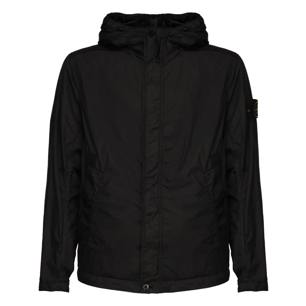 Stone Island Zwarte Nylonjas met Capuchon Black Heren