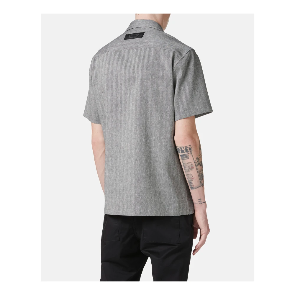 Iceberg Nieuwe Fit Zwart en Wit Kortemouw Overhemd Gray Heren