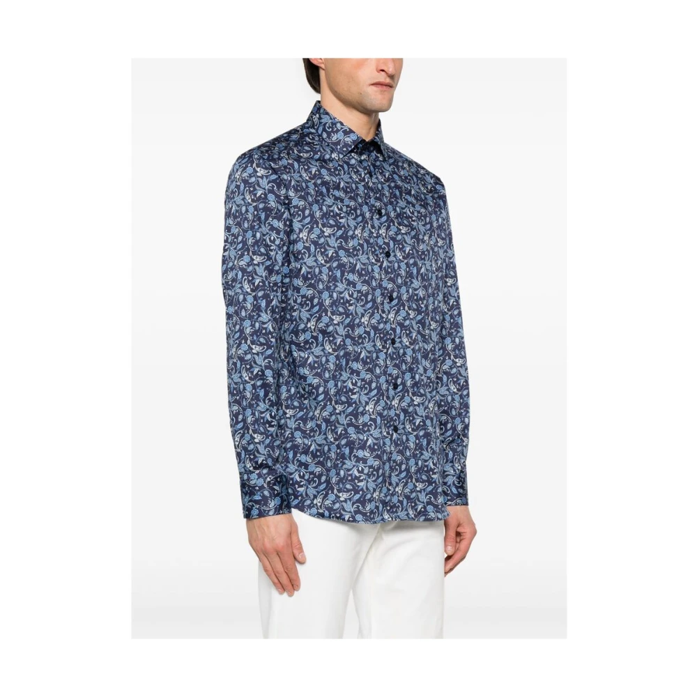 ETRO Navy Blue Button-Up Shirt Blue Heren