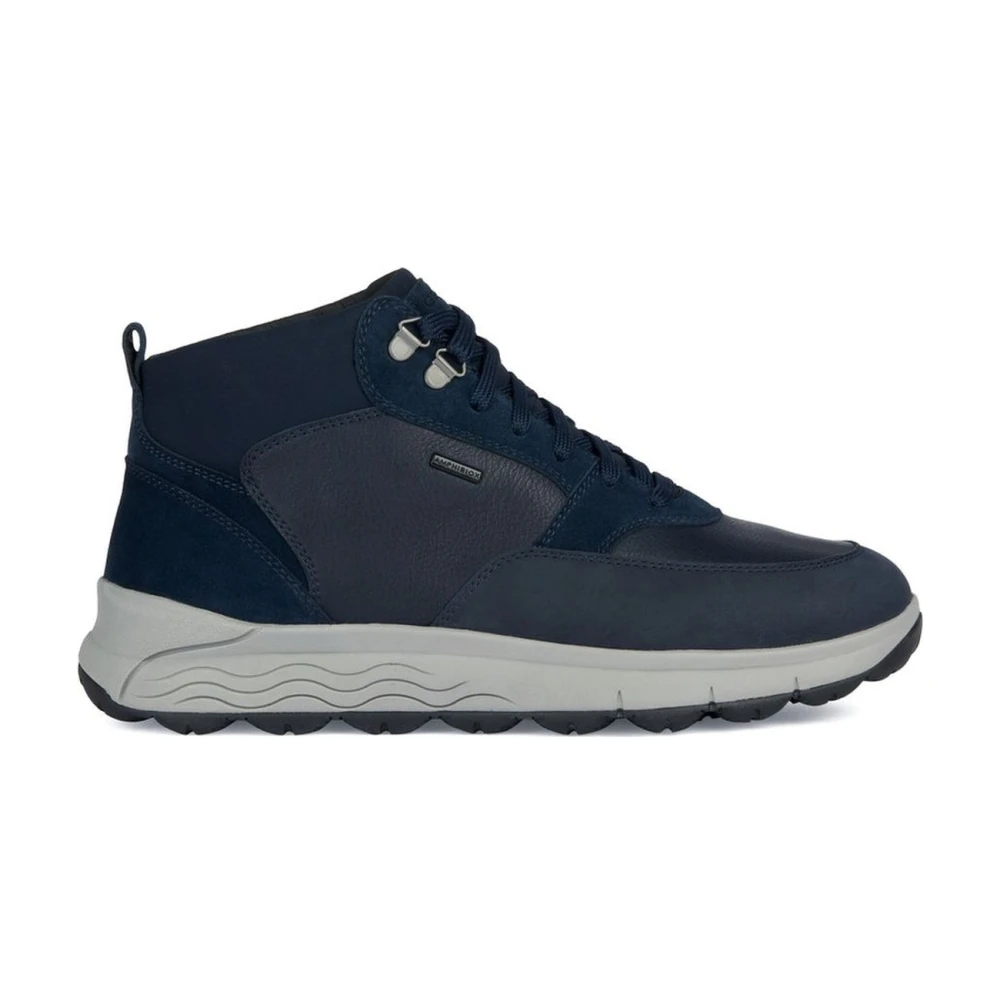 Geox Blue Leather Suede Ankle Booties - Male - Sneakers - Blue - 7 Uk - Shoes