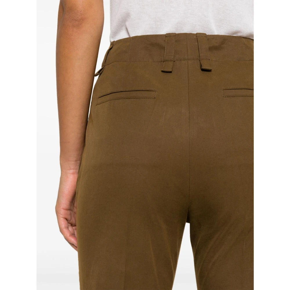 Saint Laurent Straight Leg Cotton Twill Trousers Brown Dames
