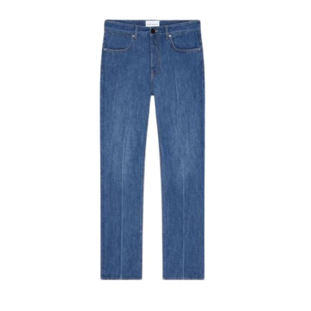 Givenchy Men's Blue Straight Fit Shadow Washed Jeans With Crease Effect