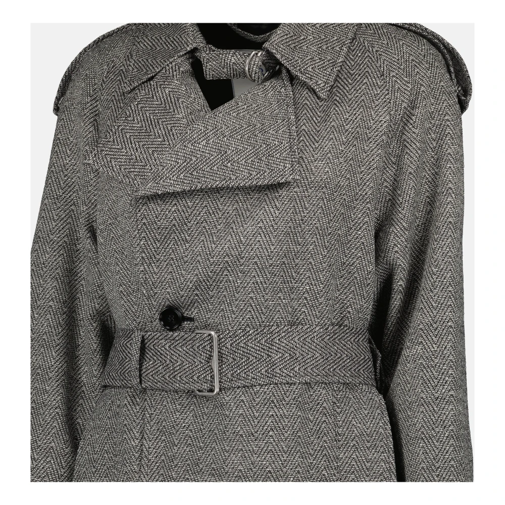 Burberry Wollen en Zijden Trenchcoat Gray Dames