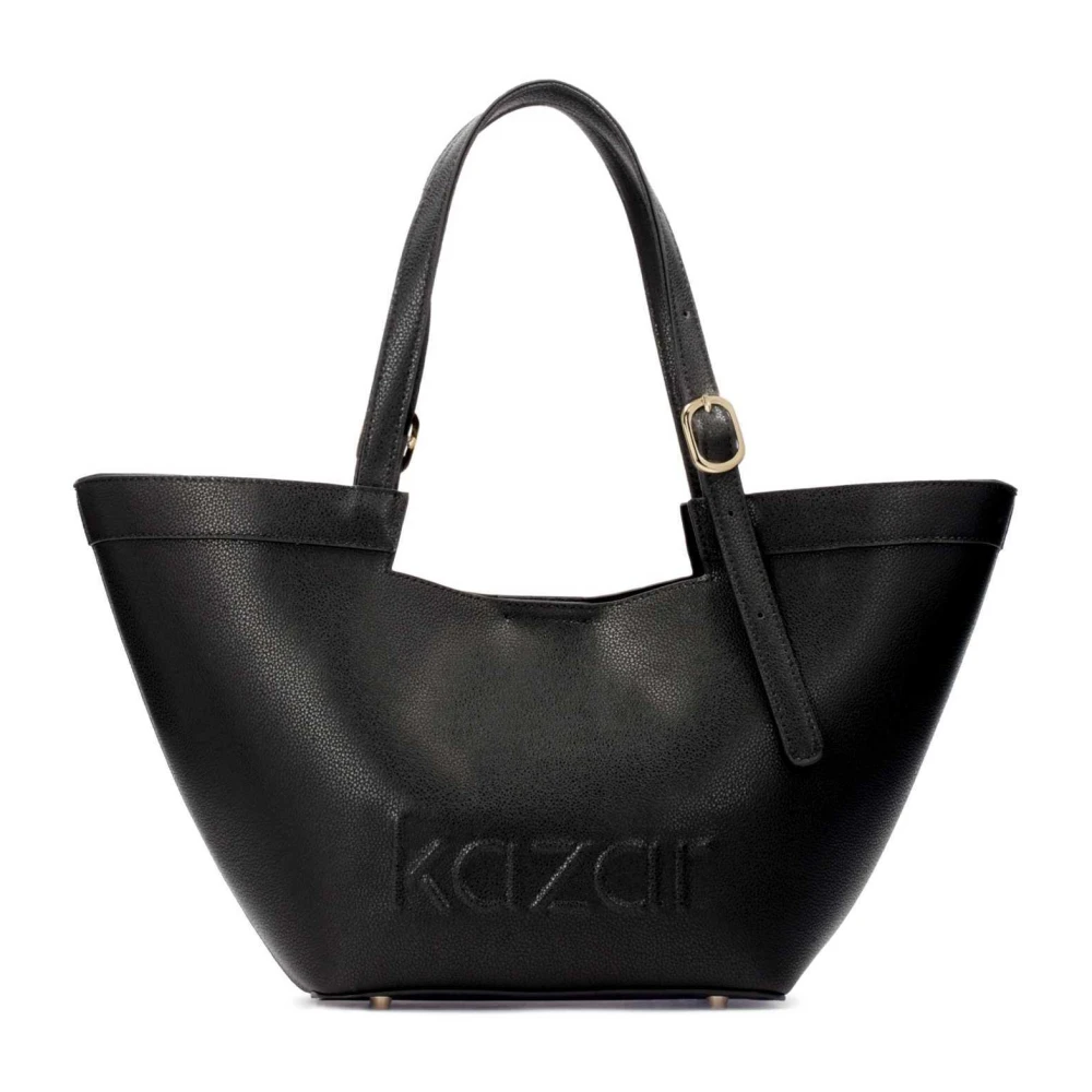 Kazar Leren trapeze schoudertas Black Dames