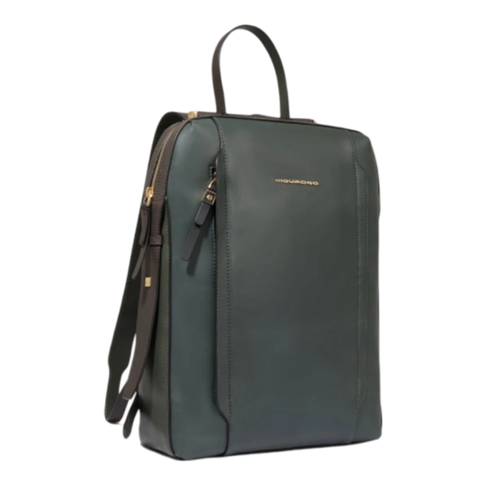 Piquadro Groene rugzak met laptop en iPad Green Dames