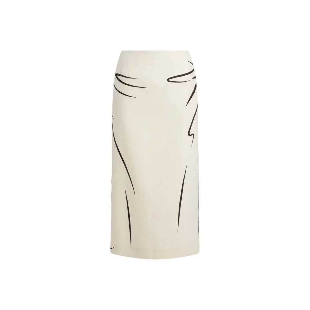 Moschino Vrouw Beige Rokken Dames, M, Katoen, Geprinte Katoenen Rok