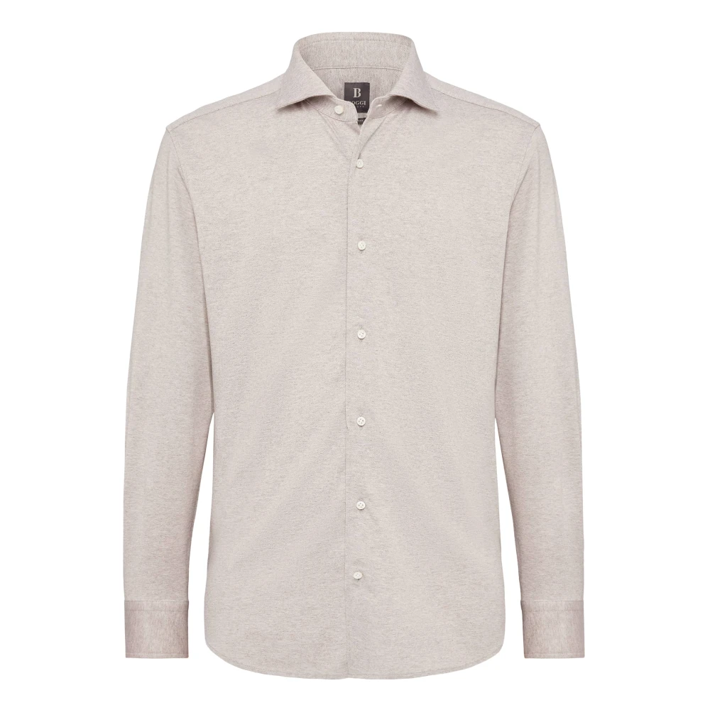 Boggi Milano Regular Fit Katoenen Jersey Polo Shirt Beige Heren