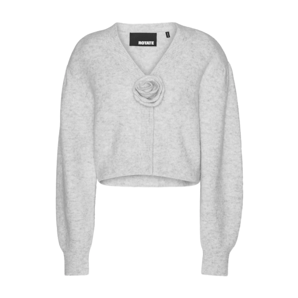 Rotate Birger Christensen Women's Gray Bianco Wool Alpaca Jumper Aw25 - V-Neck Knitwear - M - Knitwear