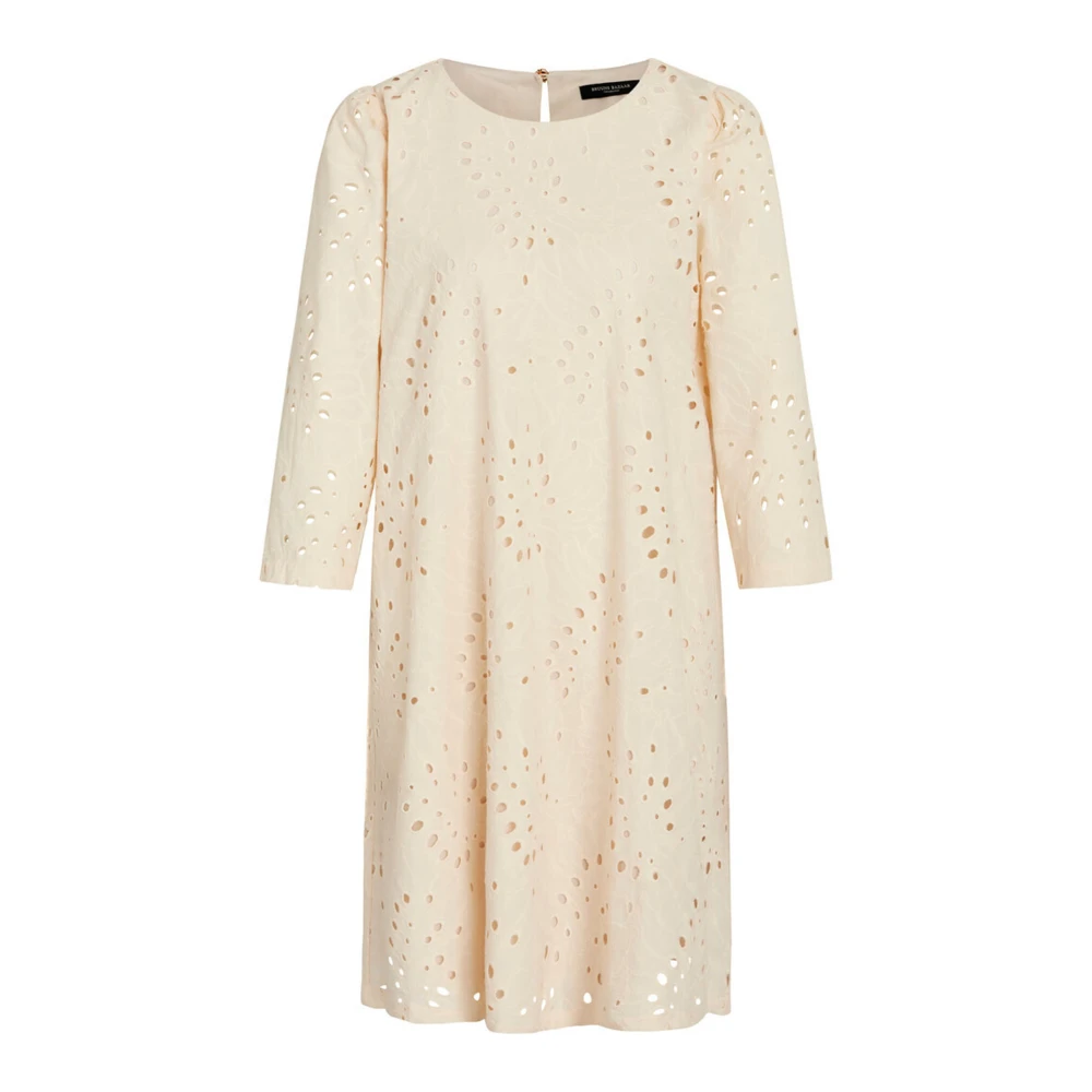 Bruuns Bazaar Wit Room Geborduurde Jurk Beige Dames