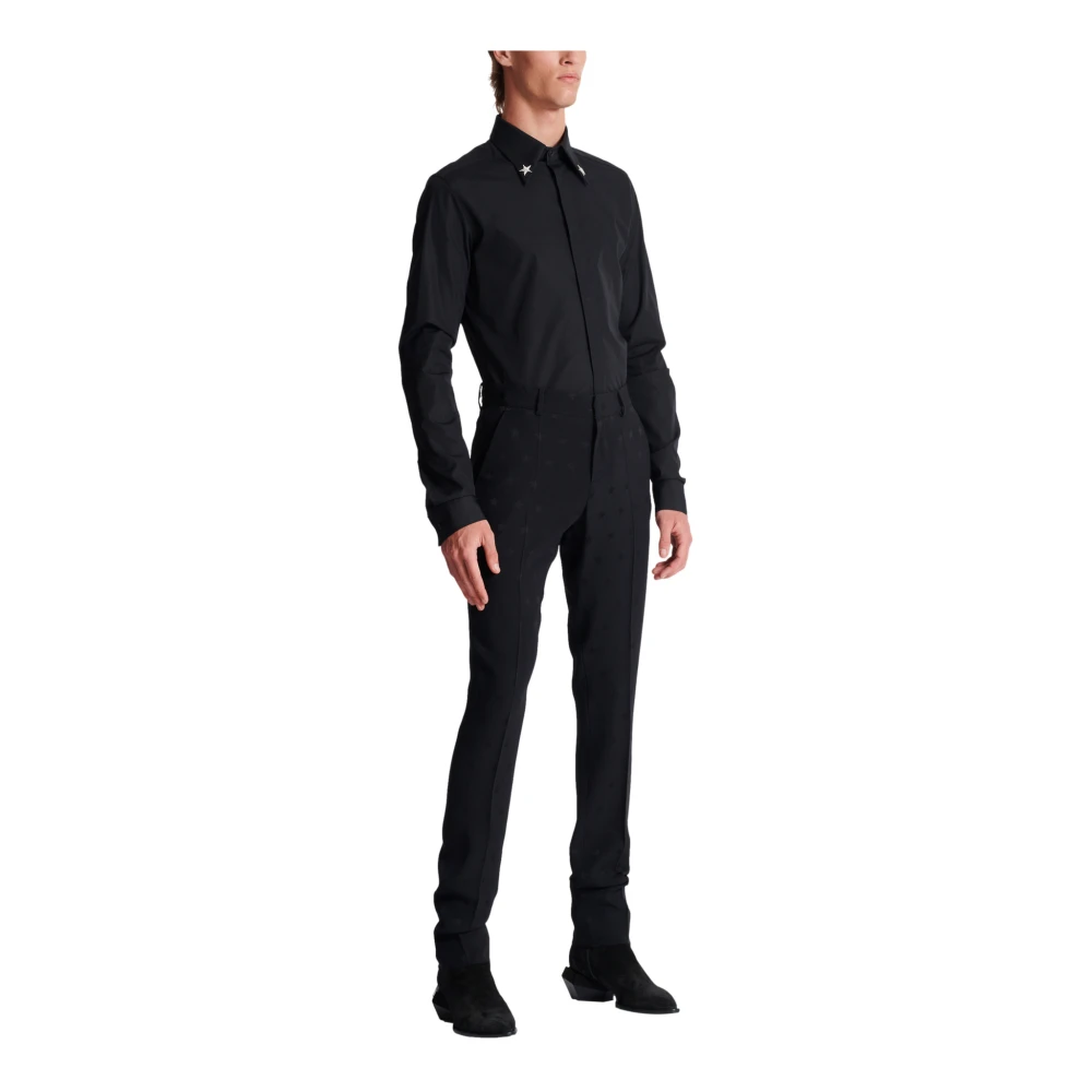 Balmain Jacquard crêpe broek met sterren Black Heren