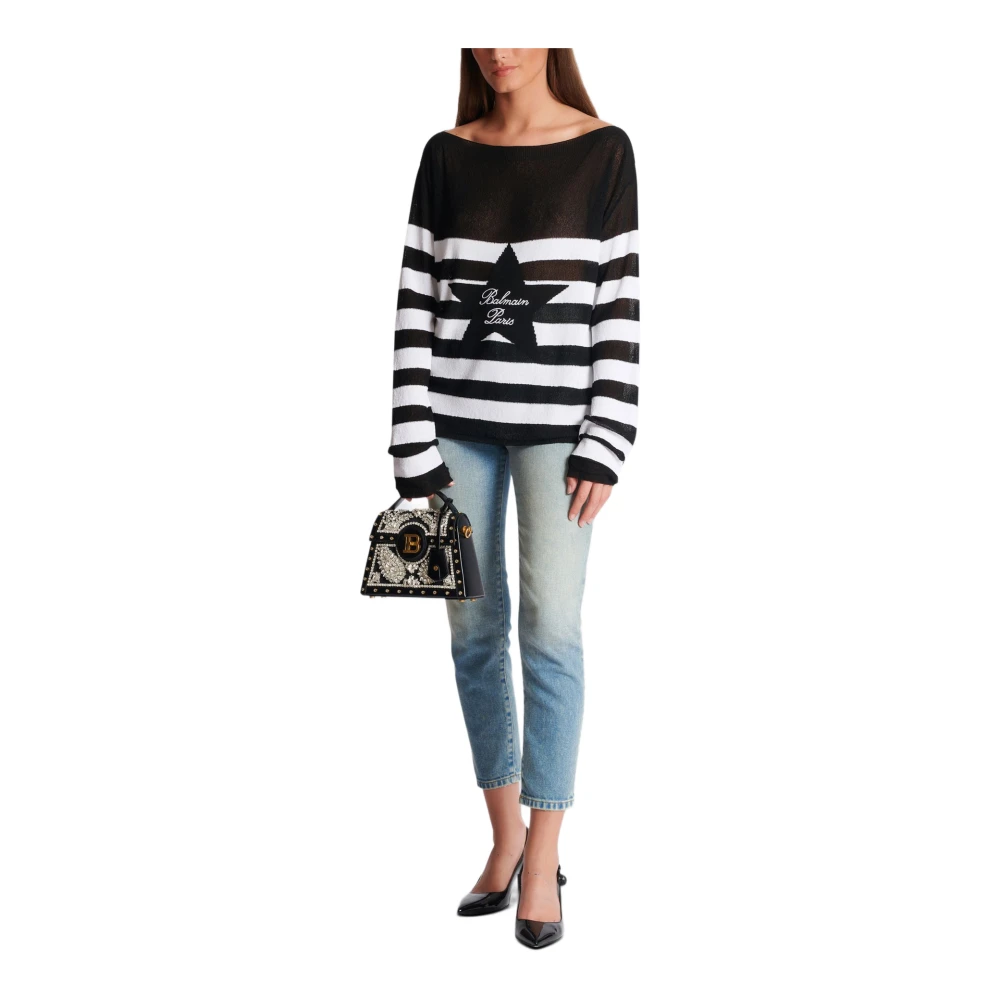Balmain Bootnektrui met sterrenpatroon Black Dames