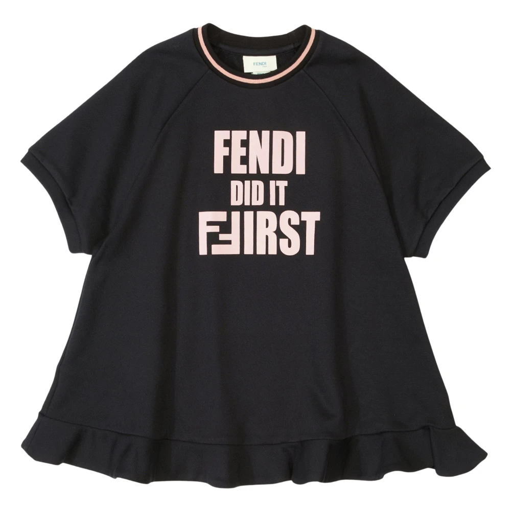 Fendi Slogan Jumper Dress - Female - Dresses - Black - 5 Y | 110 Cm - Kids
