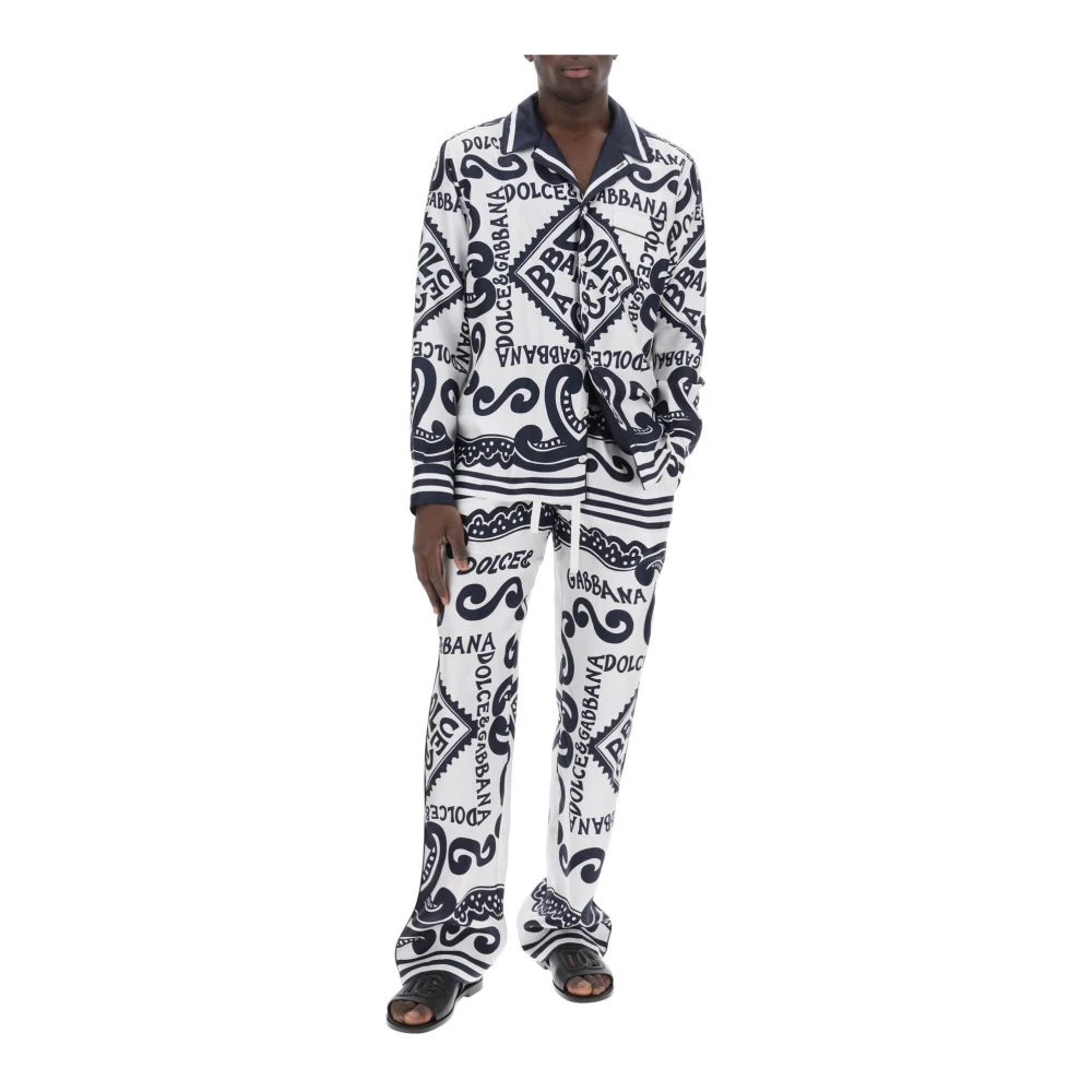 Dolce & Gabbana Zijden pyjamabroek met Marina print Multicolor Heren