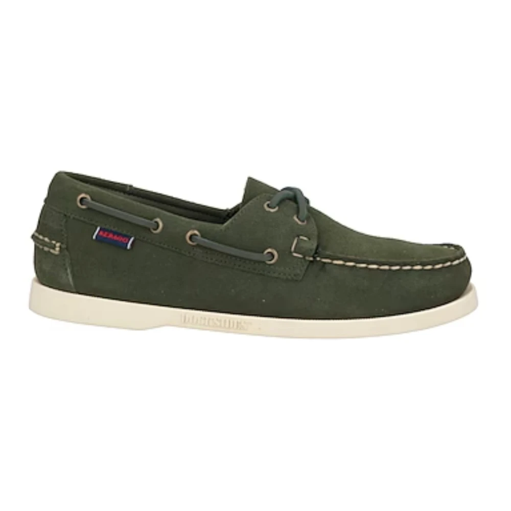 Sebago Green Boat Shoes, Male, 7 1/2 Uk, Portland Flesh Out Moccasin