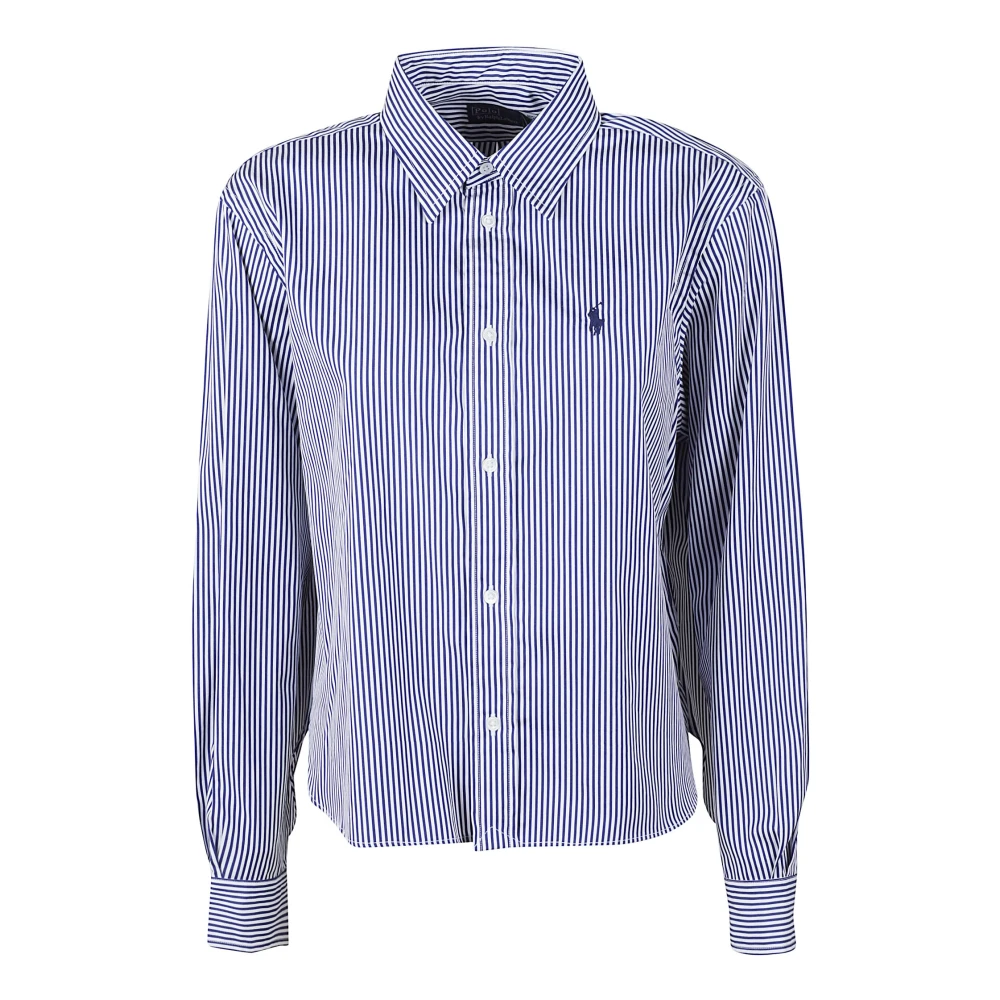 Ralph Lauren Lange Mouw Button Front Shirt Blue Dames