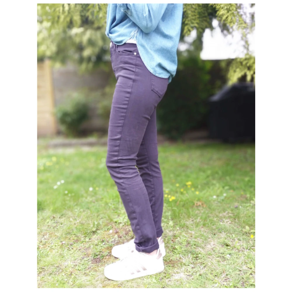 Islow Malo Slim Hoge Taille Katoenen Broek Purple Dames