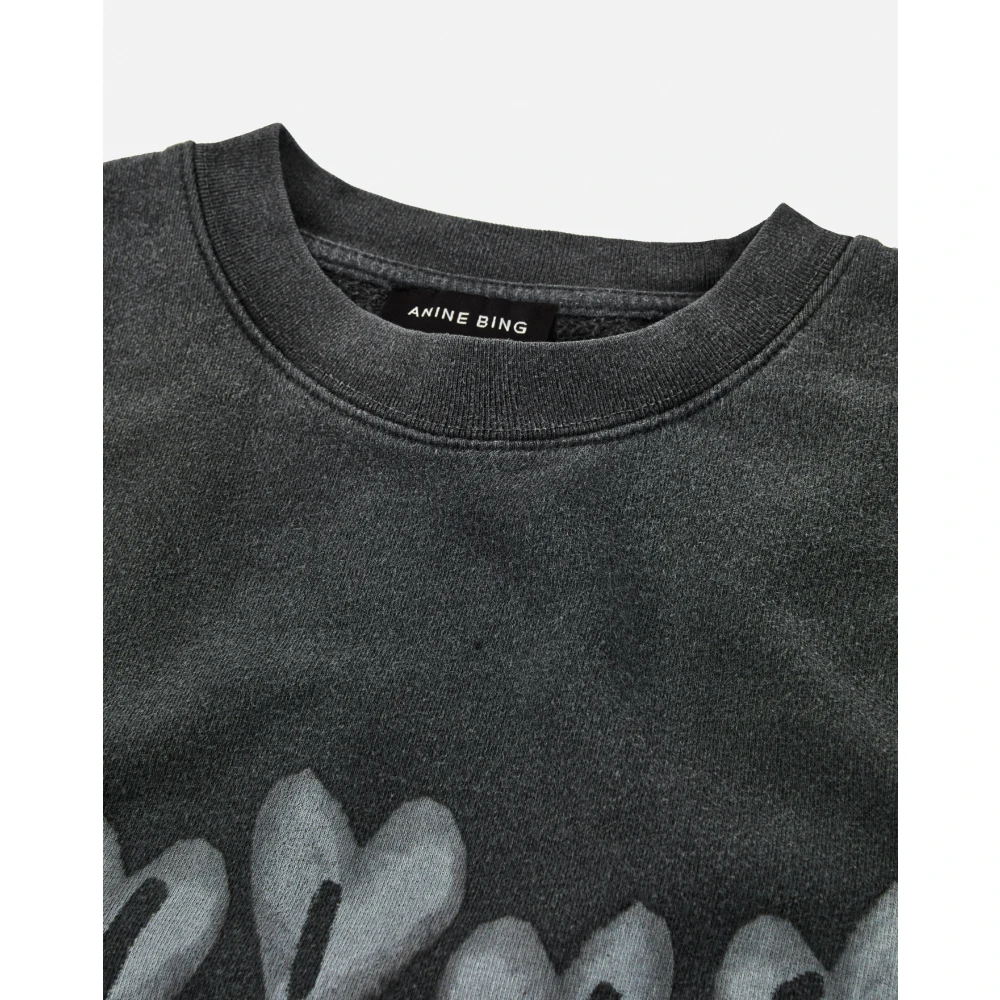 Anine Bing Spencer Hearts Sweatshirt Black Dames