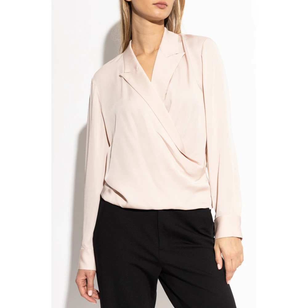 Theory Zijden V-hals top Pink Dames