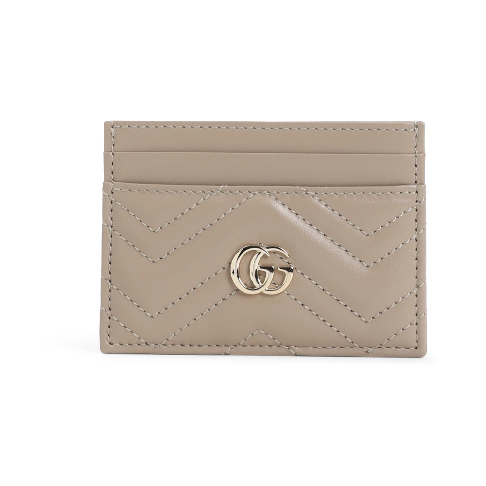 Gucci Matelassé Leren Kaarthouder Beige Dames