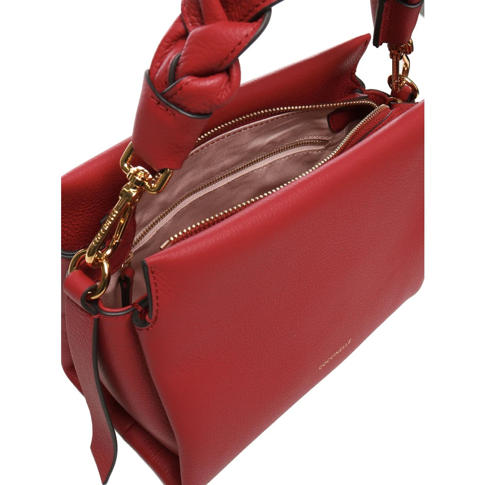 Coccinelle Rode Leren Schoudertas met Gevlochten Handvat Red Dames