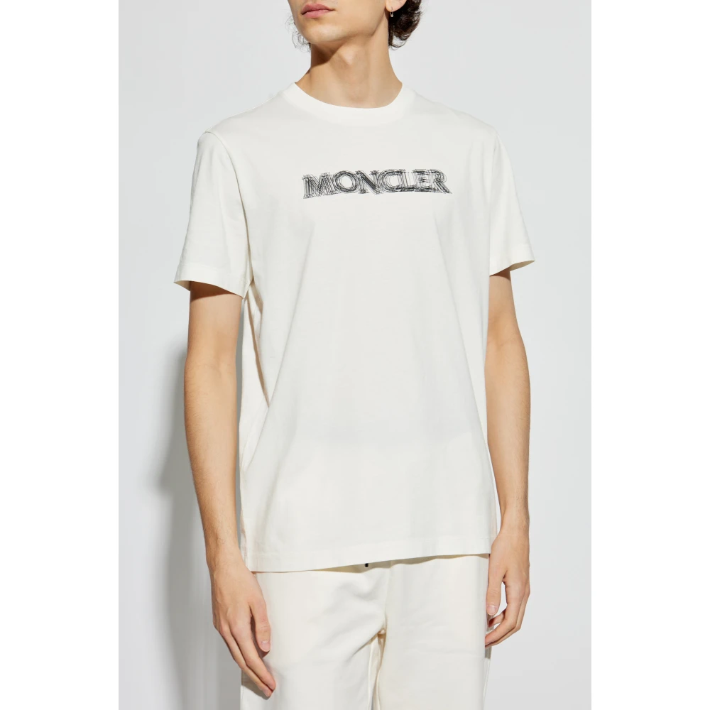 Moncler T-shirt met logo Beige Heren