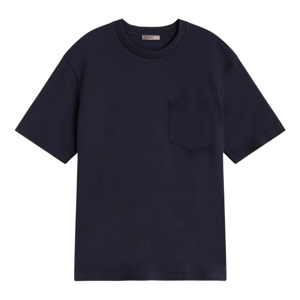Herno Warme Jersey Knit Effect T-shirt Blue Heren
