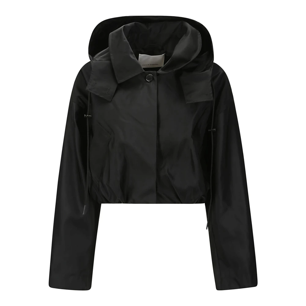 Cecilie Bahnsen Canvas Hoodie Jas met Knopen Black Dames