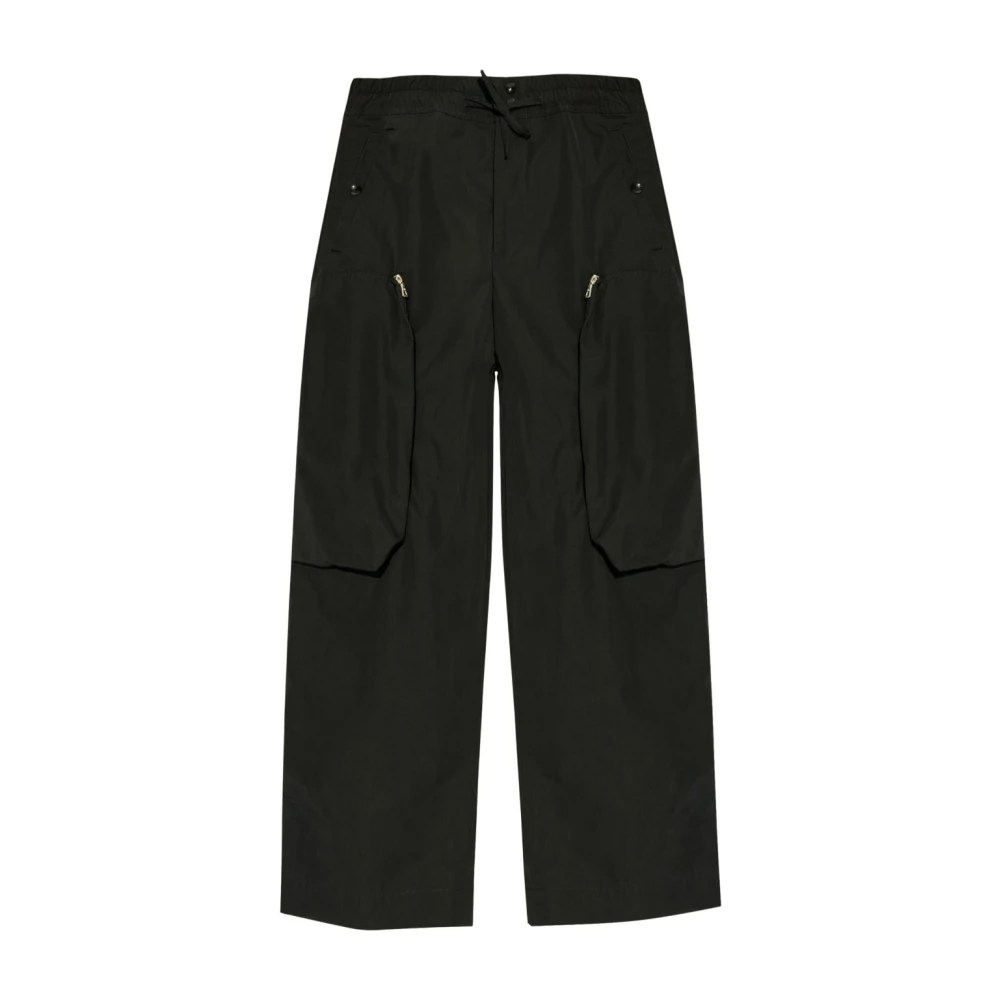 Dries Van Noten Elastische taille trekkoord broek met ritssluiting zakken Black Heren