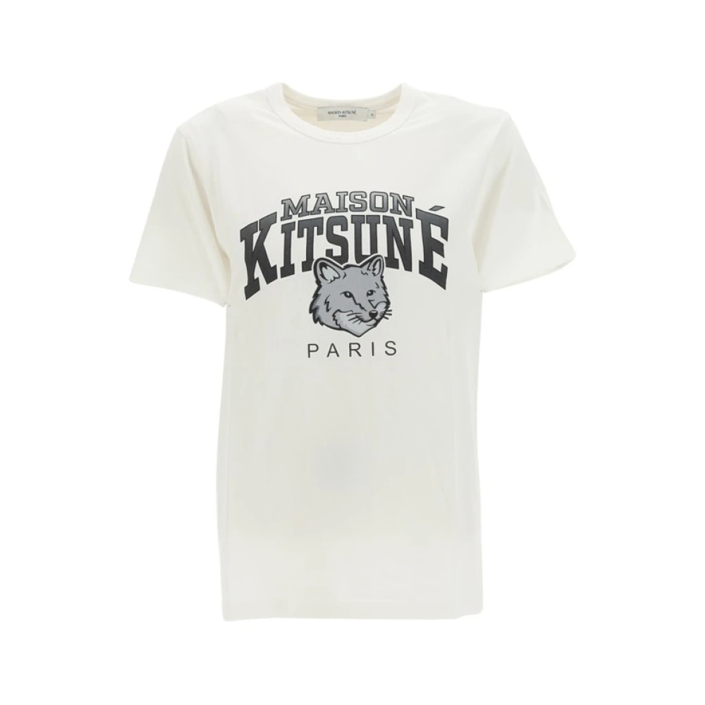 Maison Kitsuné Klassieke Campus Fox T-shirt White Dames