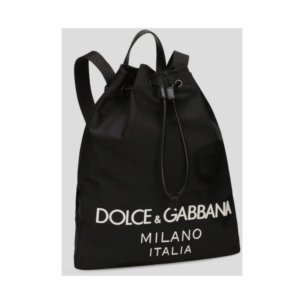 Dolce & Gabbana Nylon Logo Rugzak Black Heren