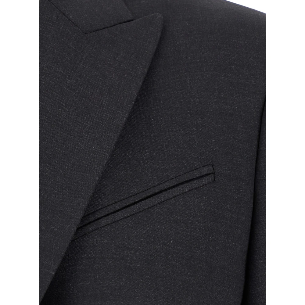 Philosophy di Lorenzo Serafini Grijze Wollen Blend Jas Peak Revers Gray Dames