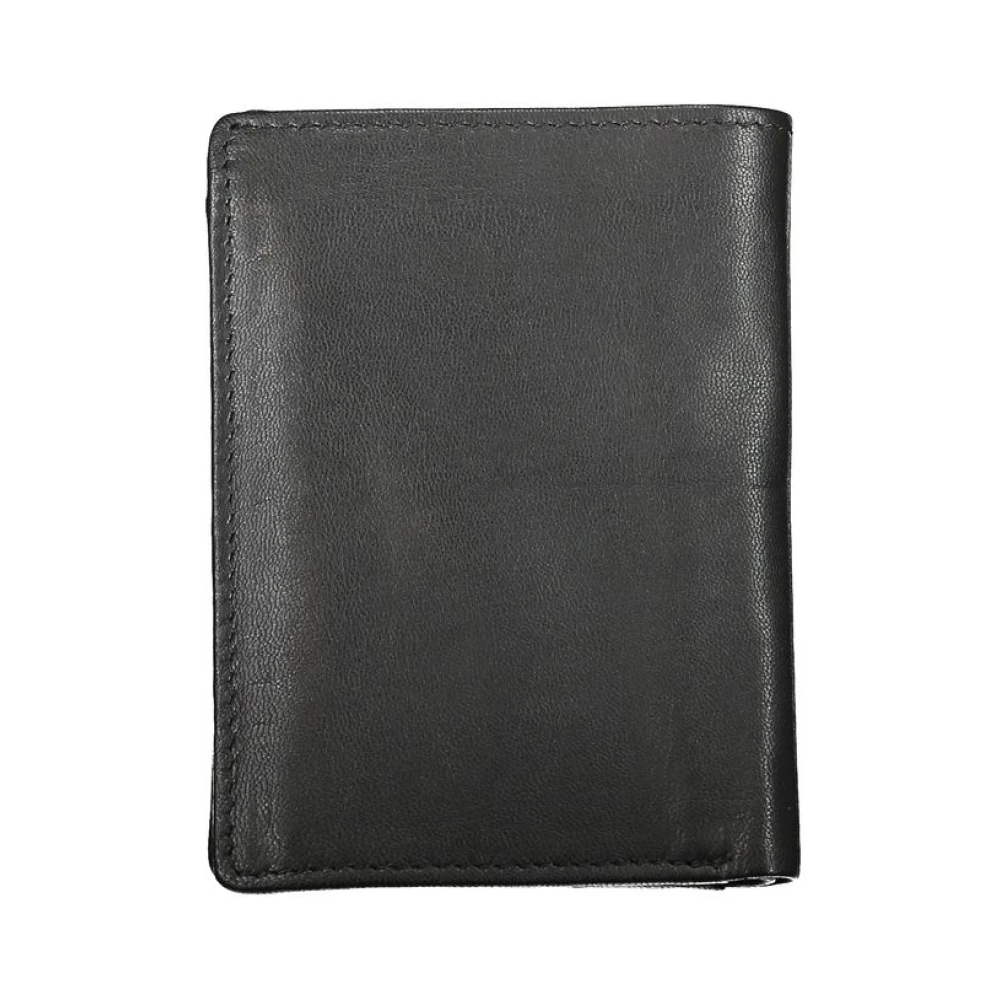 Blauer Zwarte Leren Dubbel Compartiment Portemonnee Black Heren