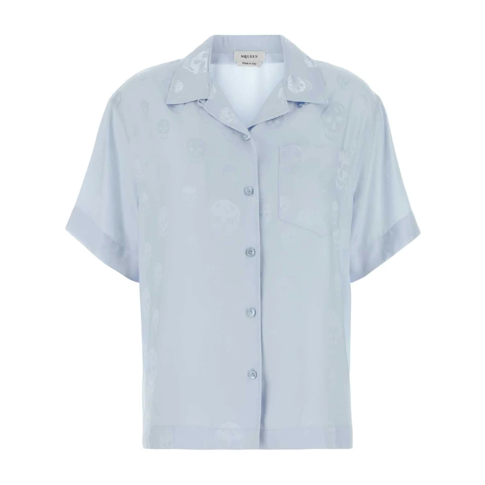 Alexander Mcqueen Women's Blue Shirts, S, Skull Jacquard Hawaiian Shirt