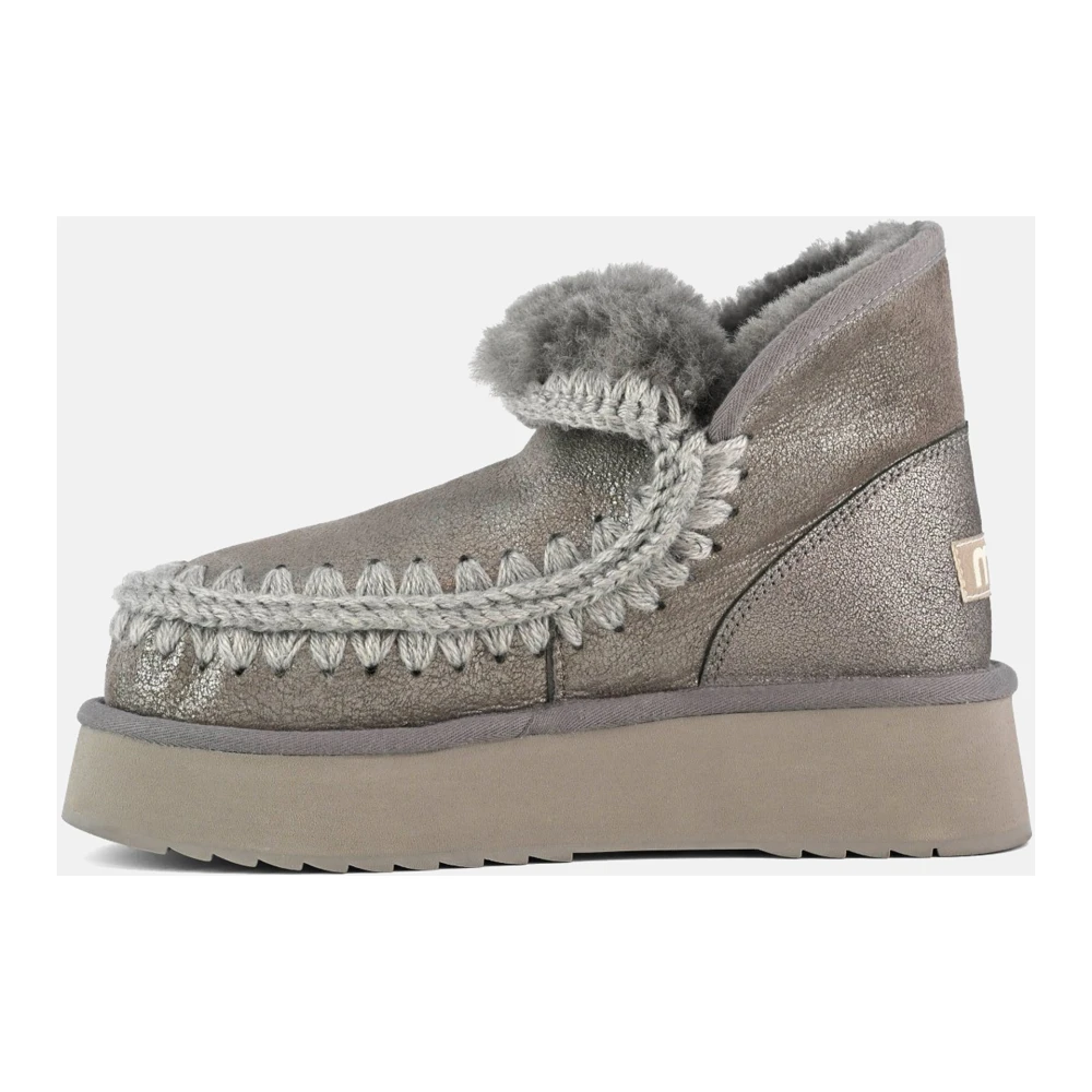 Mou Metallic Mini Eskimo Platform Boot Gray Dames