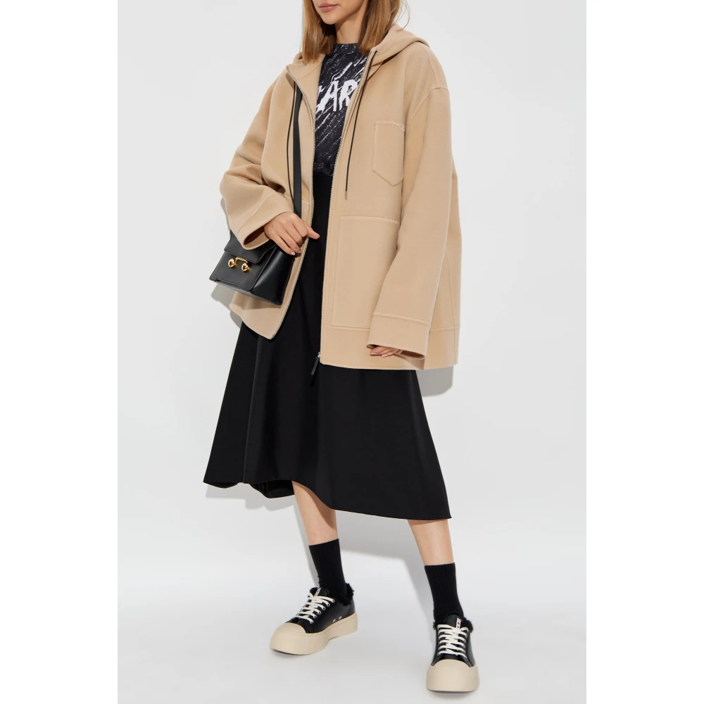 Marni Wollen jas met capuchon Beige Dames