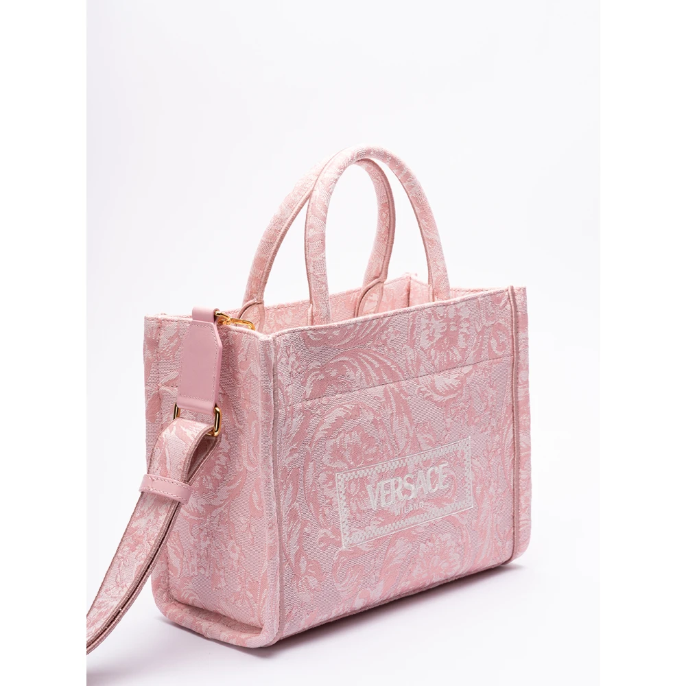 Versace Kleine geborduurde tote tas Pink Dames