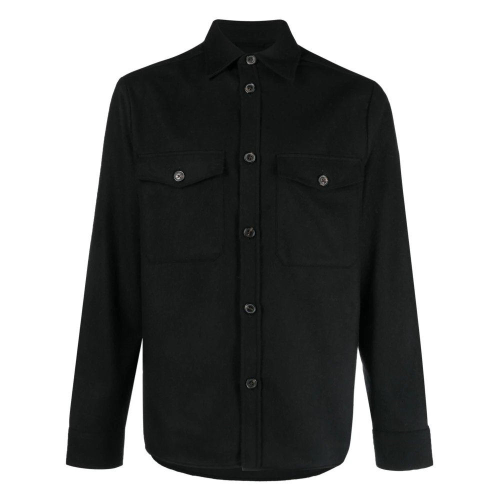 J.LINDEBERG Wollen Overshirt Jas Zwart Casual Stijl Black Heren