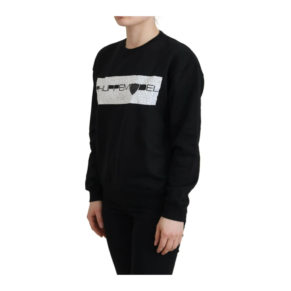 Philippe Model , Sweatshirts, Female, Black, Xs, Elegant Black Cotton Jumper With Print - Image 3