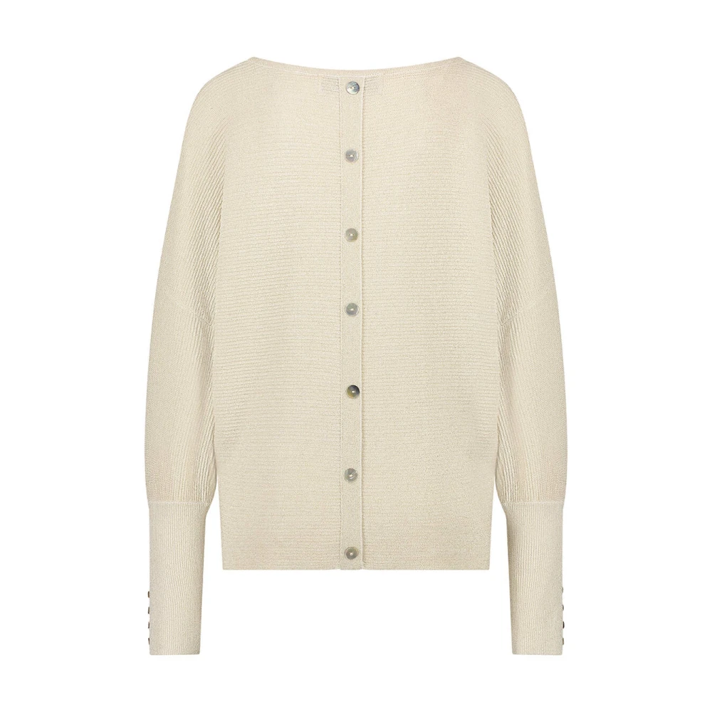 Nukus Batwing Lurex Pullover Beige Dames