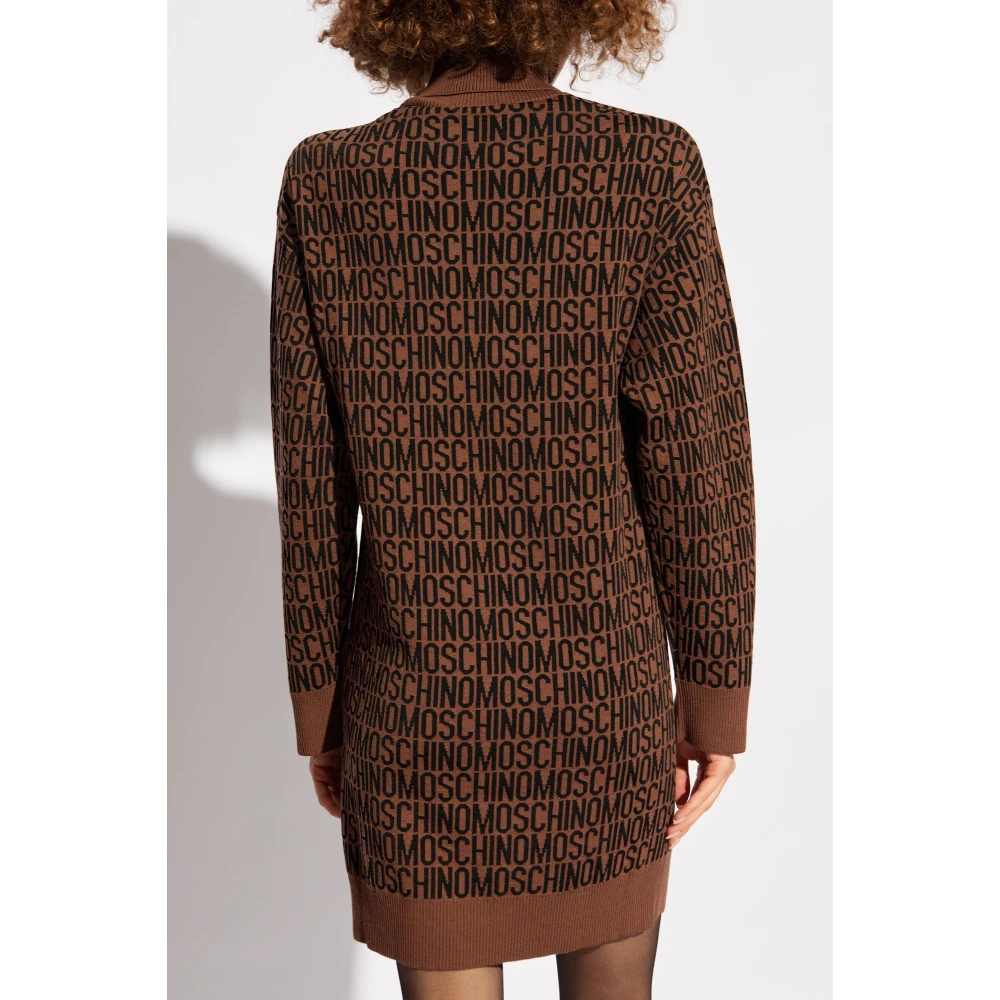 Moschino Jurk met logo Brown Dames