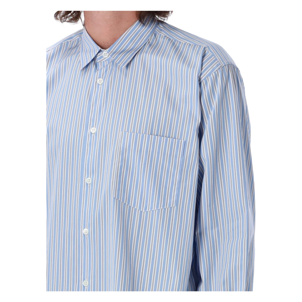 Comme des Garçons Lichtblauw Gestreept Overhemd Blue Heren