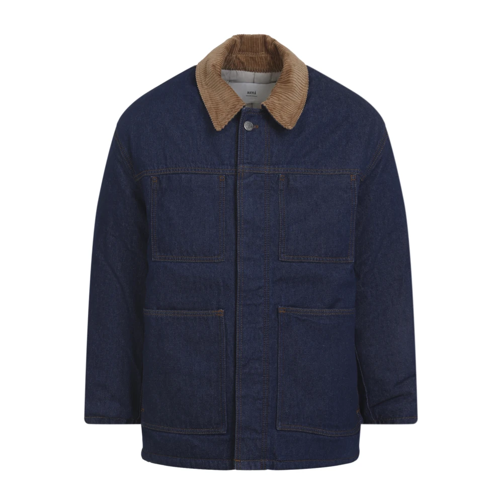 Ami Paris Men's Blue Denim Jackets, M, Jacket For Aw25