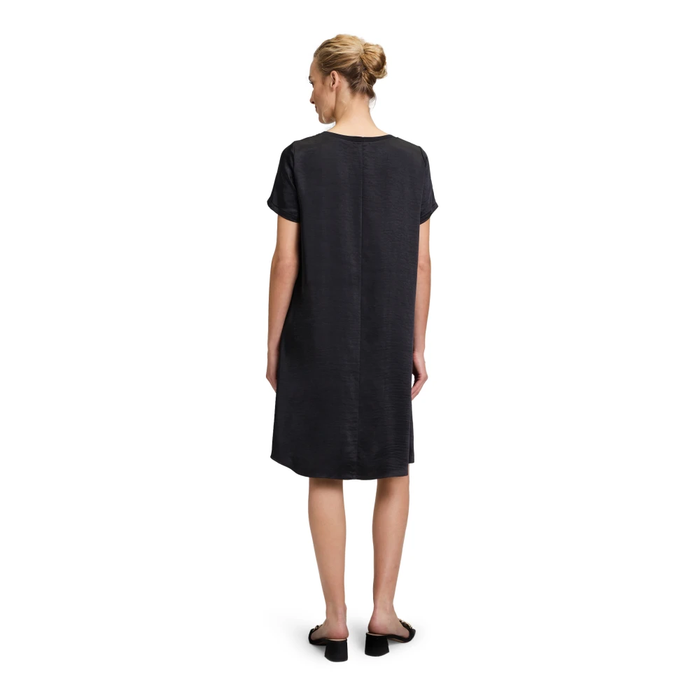 Vera Mont Casual Satin Dress with Ribbed Cuffs Black Dames
