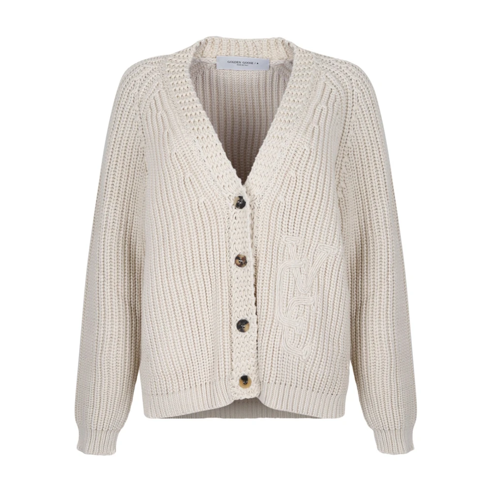 Golden Goose Pergament Cardigan Sweater met Dubbele Ster Beige Dames